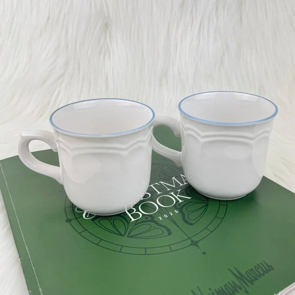 Set of 2 Vintage Floral Expressions Stoneware Coffee Mugs Tea Cups Japan Flower